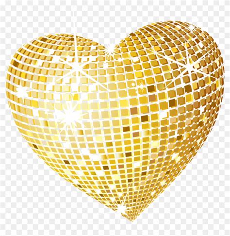 Heart Disco Clip Art - Gold Heart Png - Free Transparent PNG Clipart ...