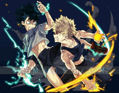 two anime characters fighting with each other in front of a blue background and yellow lightning