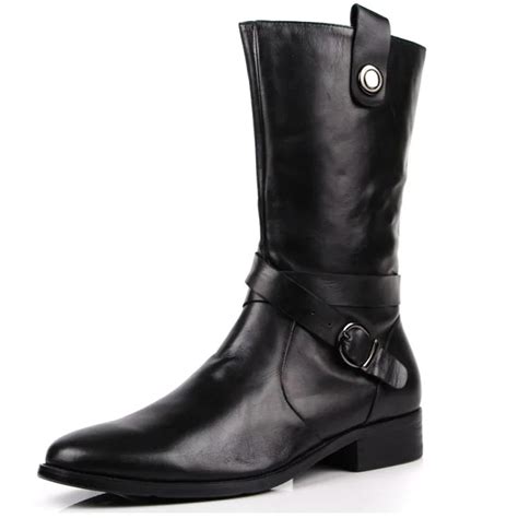 New Men's real leather Motorcycle Western Cowboy Biker Riding boots ...