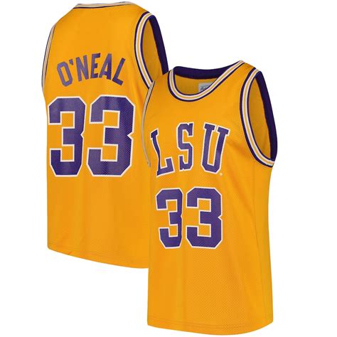 Original Retro Brand Shaquille O'Neal LSU Tigers Gold Replica Basketball Jersey