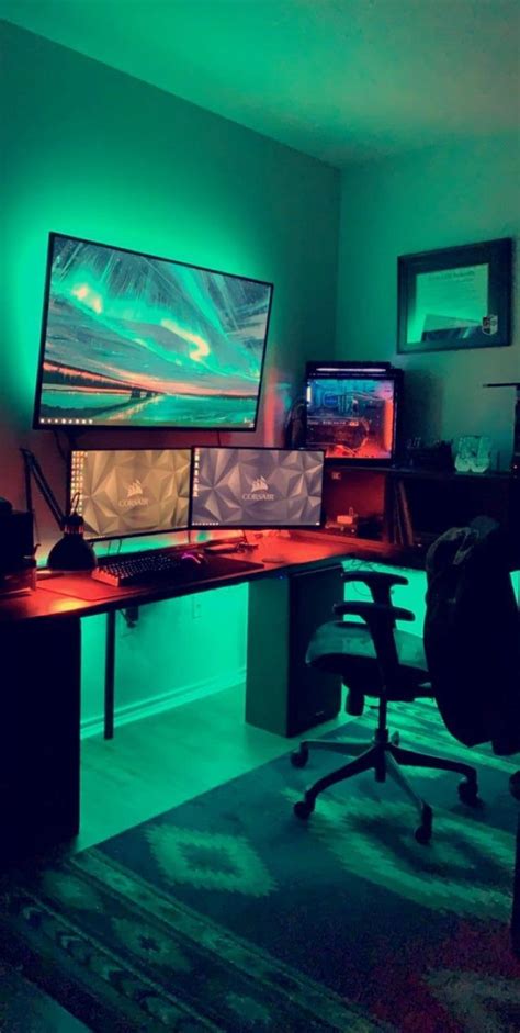 Pin by Niraj Gupta on Ansh room | Gaming desk setup, Living room gaming ...