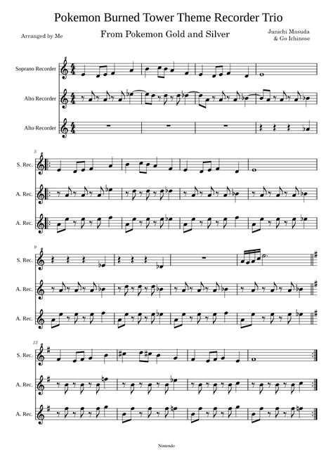 Pokemon Burned Tower Recorder Trio Sheet music for Recorder (Woodwind ...