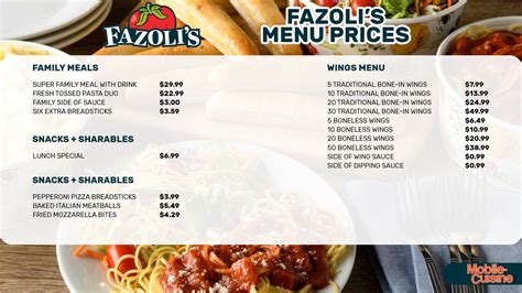 Updated Fazoli's Menu Prices + Under $5 Deals (2024)