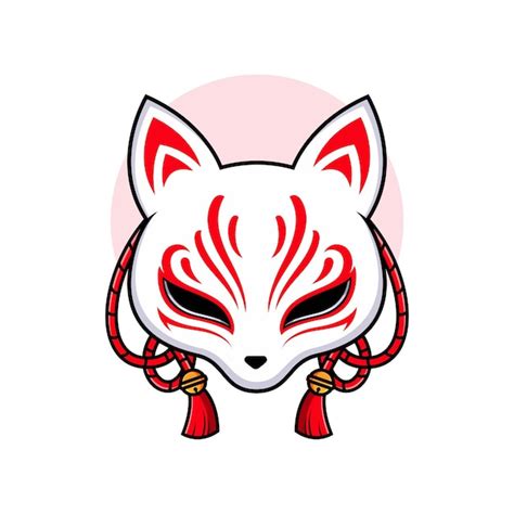 Premium Vector | Kitsune mask cartoon character icon design