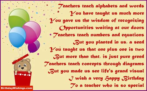 On this page we present you a wonderful collection of happy birthday wishes for Beloved Teacher ...