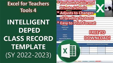 INTELLIGENT DEPED CLASS RECORD TEMPLATE SY 2022-2023 | Excel for Teachers | Carlo Excels - YouTube