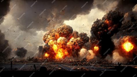 Premium Photo | Big war, explosion, world war