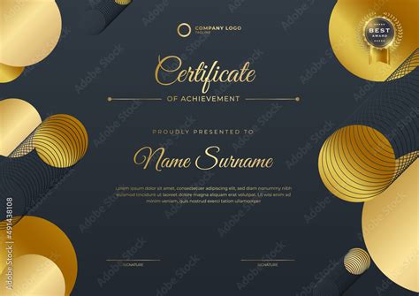 Modern black gold certificate template and border, for award, diploma ...