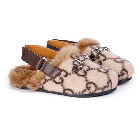 Gucci GG Faux Fur Slippers in Beige | BAMBINIFASHION.COM