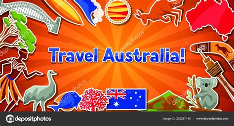 Australia Banner Design Australian Traditional Sticker Symbols Objects ...