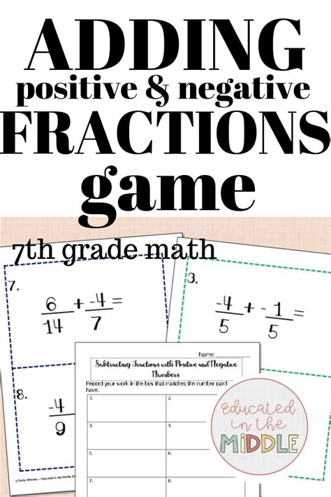 Adding positive and negative fractions | Negative fractions, Fraction ...