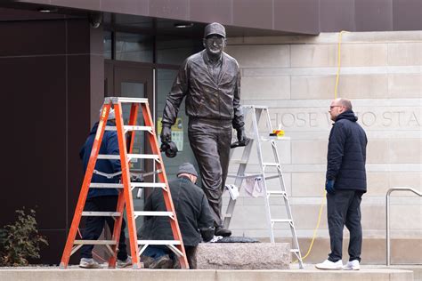 Schembechler statue painted with red and ‘Bo knew #HailToTheVictims’