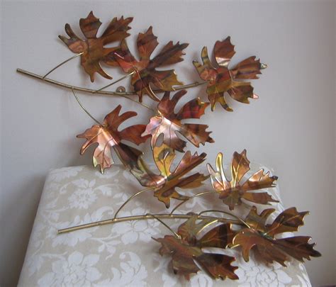 Jungle Leaf Drawing Easy : Vintage Metal Leaves Wall Art Copper Brass ...