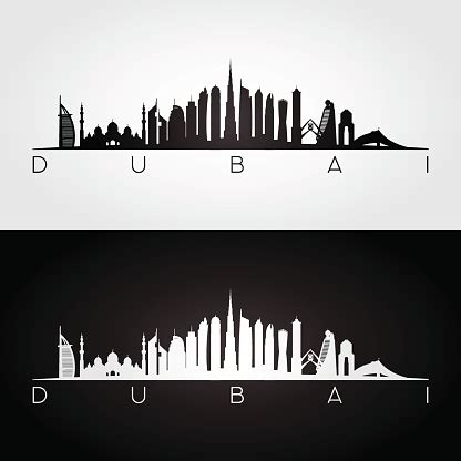 Dubai Skyline Silhouette Illustration Vector Download