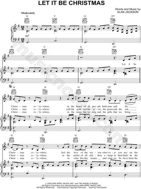 Alan Jackson "Let It Be Christmas" Sheet Music in G Major (transposable ...