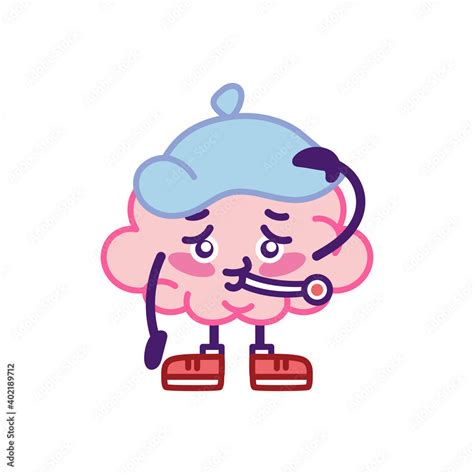 Isolated sick brain cartoon with fever - Vector illustration Stock Vector | Adobe Stock