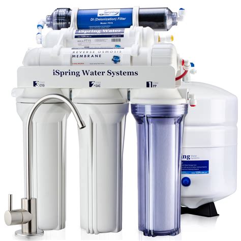 iSpring Reverse Osmosis Water Filter System w/ Zero TDS Deionizer Filter - 75GPD 6-stage RCC7D ...