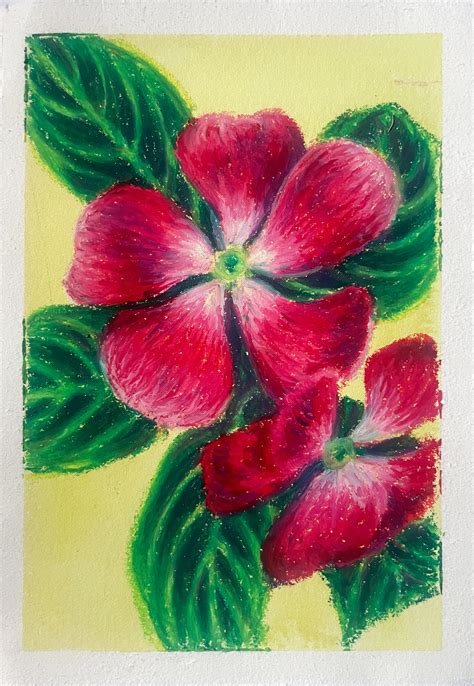 Original Oil Pastel Flower Drawing - Etsy