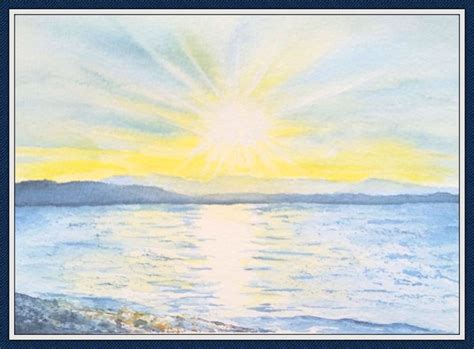 Watercolor Sunrise in Seattle | Beach art painting, Watercolor sunrise, Watercolor inspiration