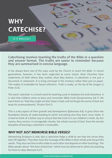 Why Catechise? | Reformation Scotland