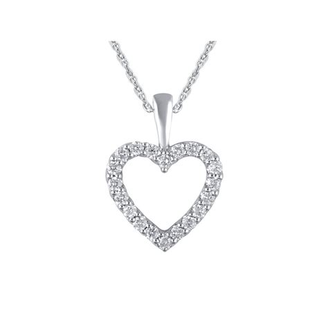 Brilliance Fine Jewelry - 14K White Gold Genuine Diamond Heart Pendant Necklace, 18" - Walmart ...