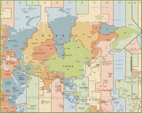 Asia time zone map Time Zone Map, World Time Zones, Standard Time Zones, Asian Continent, China ...