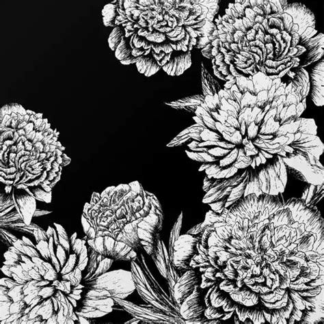 Flowers In Black And White | abstract art, interior art, artwork, hand painted artwork, hand ...