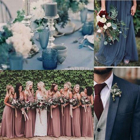 Dusty rose, navy, dusty blue, cranberry | Wedding theme colors, Rose ...