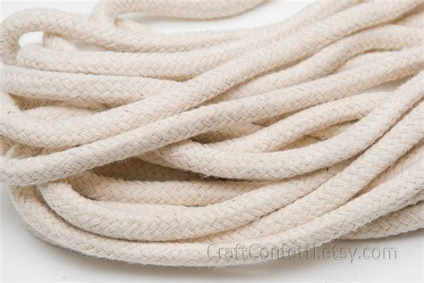 White cotton rope 7 mm Natural color cotton cord by CraftConfetti