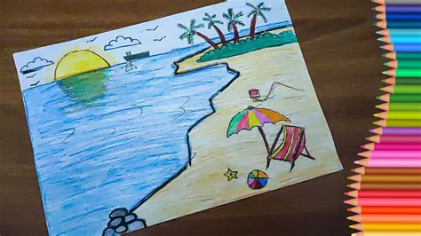 How To Draw A Beach Art For Kids Hub