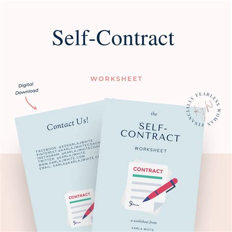 Self Contract Worksheet - Etsy