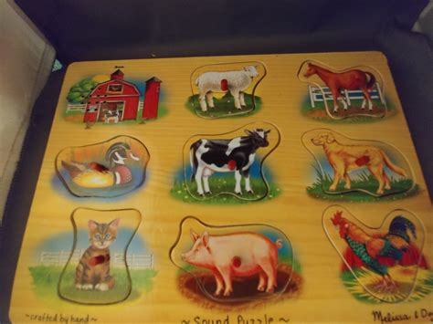 Melissa & Doug FARM ANIMALS 8 Piece PEG PUZZLE WITH SOUND - Puzzles