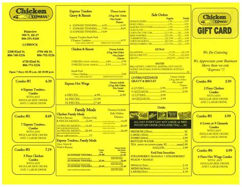 Chicken Express Menu, Menu for Chicken Express, Lubbock, Lubbock ...