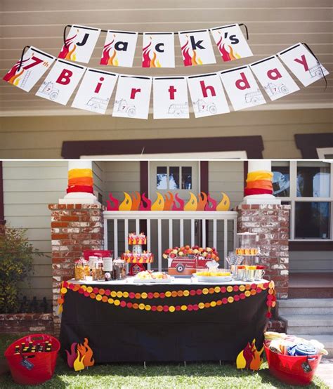 Fire Themed Decorations / Kara S Party Ideas Firefighter Party Ideas Planning Idea Firetruck ...