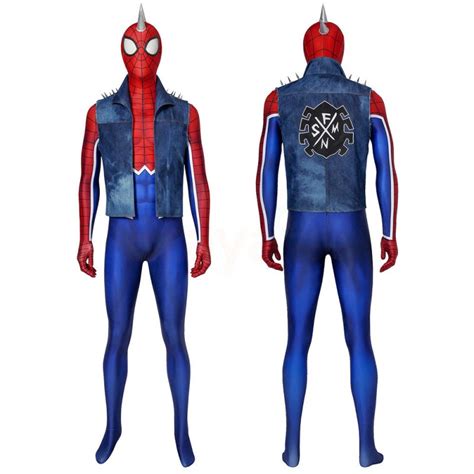 Spider Man Costumes Spider-Man PS4 Punk Suit Cosplay Costumes