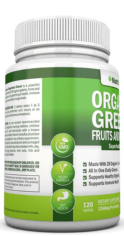 Organic Super Greens Capsules - Fruit And Vegetable Supplements ...