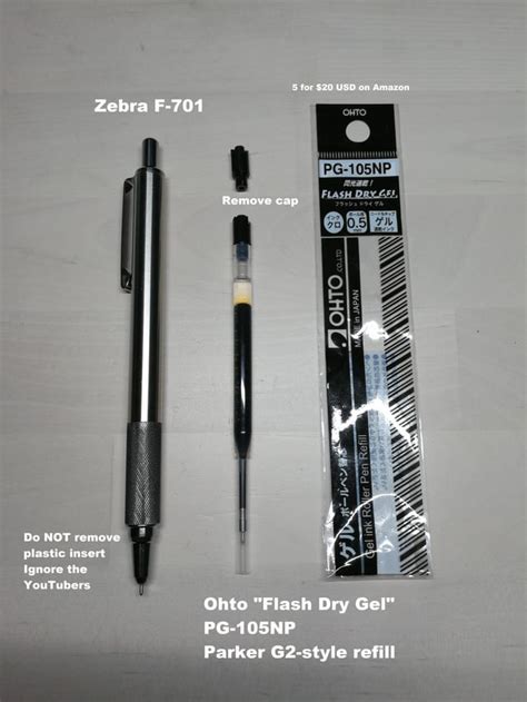 Zebra F-701 (all-metal click pen) w/ superb gel-ink refill. No mods needed, $11 total : r/pens