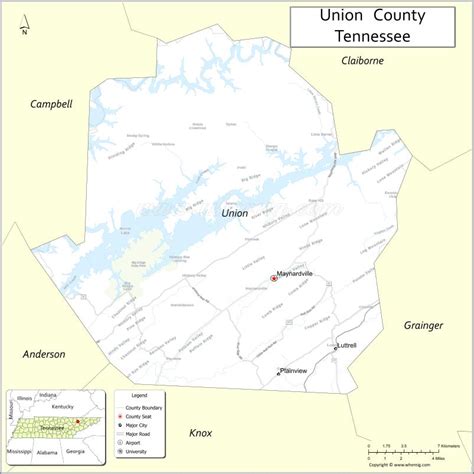 Map of Union County, Tennessee - Thong Thai Real