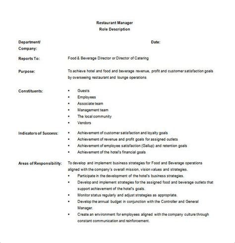 Restaurant Floor Manager Job Description | Viewfloor.co