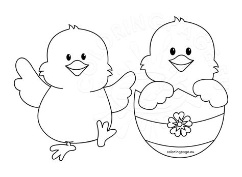 Happy Easter Chicks cartoon | Coloring Page