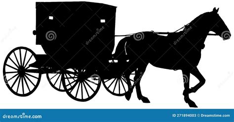 Amish Horse and Buggy Silhouette Black Stock Vector - Illustration of ...