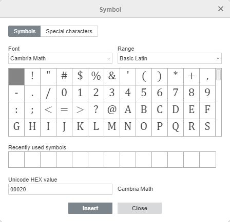 Insert symbols and characters – oficina online – Văn Hóa Học