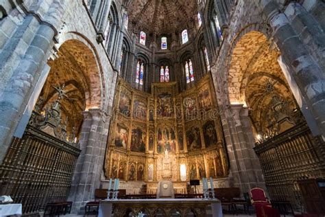 Interior of Cathedral of Avila, Spain Stock Image - Image of glass ...