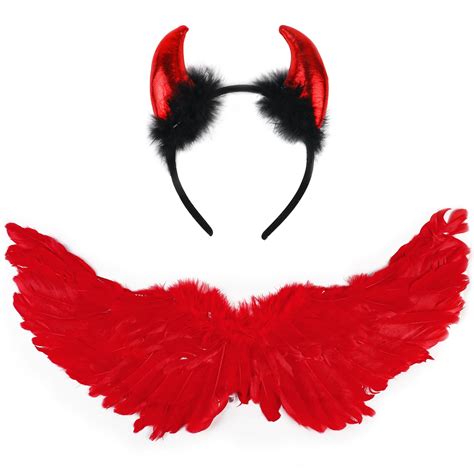 Buy VEYLINVEYLIN Angel Wings and Halo, Red Fairy Angel Wings Fallen ...