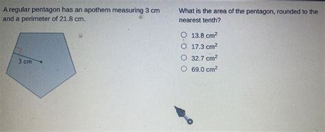 [ANSWERED] A regular pentagon has an apothem measuring 3 cm and a - Kunduz