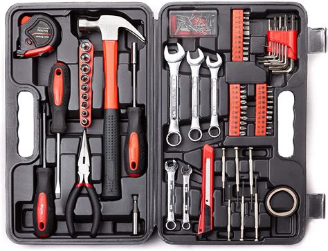 148Piece Tool Set General Household Hand Tool Kit with Plastic Toolbox Storage Case Socket and ...