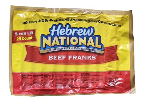 Hebrew National All Beef Hot Dog 1/5 pound dogs; 7" 20 lb case (100 count) | Beach Cities ...