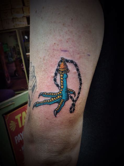 Lucky chicken foot tattoo done by apprentice Andrew J Conte at, Purple Panther Tattoo ...