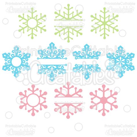 Split, Monogram, & Whole Snowflakes SVG Cut Files & Clipart