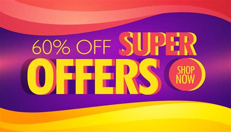 super offer advertising banner template with colorful waves - Download ...